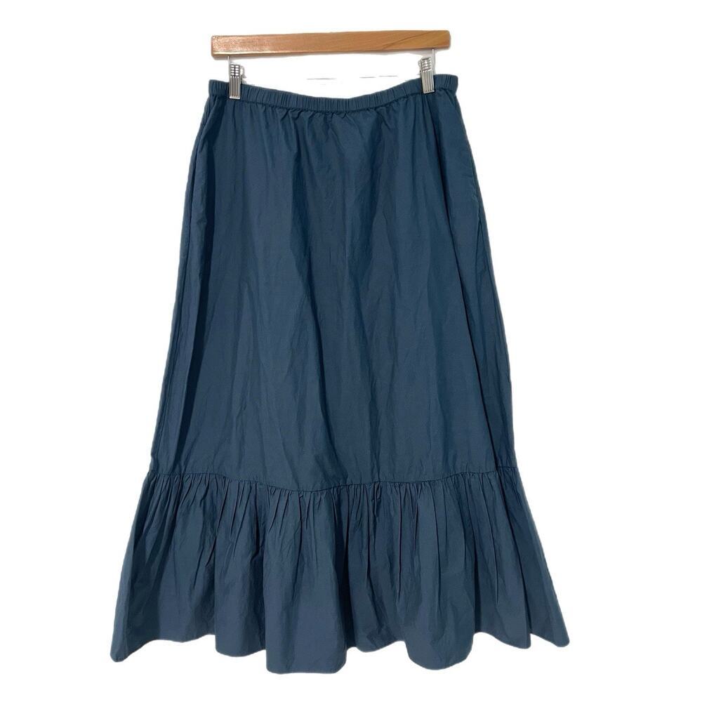 Kerri Rosenthal Madeleine Maxi Skirt Large Blue Tiered 100% Cotton Cottagecore